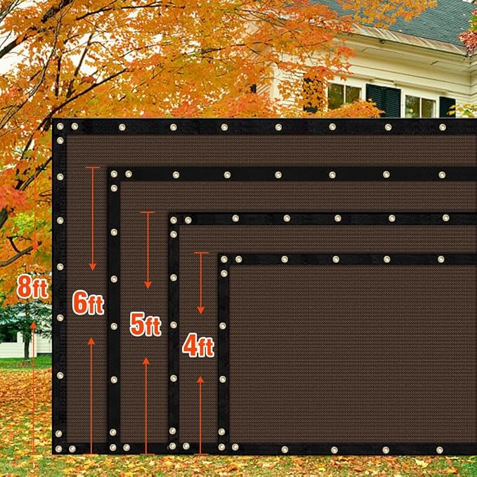 iCover 5x11.5ft Fence Privacy Screen, Heavy Duty Fencing Panels Screens, Outdoor Shade Cloth Mesh Barrier, Reinforced Bindings and Brass Grommets, Cable Zip Ties Included, Brown