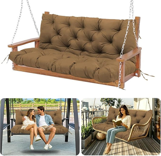 Premium 5" Thicken Porch Swing Cushions Waterproof 3 Seater Replacement Cushions with Backrest and Adjustable Straps, Outdoor Furniture Cushions for Patio, Garden(40×40×5inch)