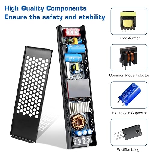 LED Driver 12V 400W 33A Slim LED Power Supply, AC 110V to 12V DC Adapter, Constant Voltage LED Transformer for Strip Lights, Bulbs, Garden and Cabinet Lights
