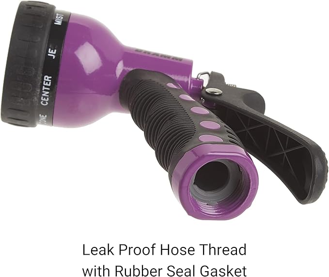 Dramm Revolver Heavy Duty Metal Garden Hose Nozzle – 9 Spray Patterns, High Pressure Jet, Thumb-Control Flow, Ergonomic Grip – Red