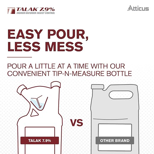 Atticus Talak 7.9% Indoor/Outdoor Bifenthrin Insecticide Concentrate (32oz) | Control Ants, Mosquitoes, Cockroaches, Spiders, Armyworms, and 70+ More Pests, Measuring Made Easy with Tip 'N Measure Bottle