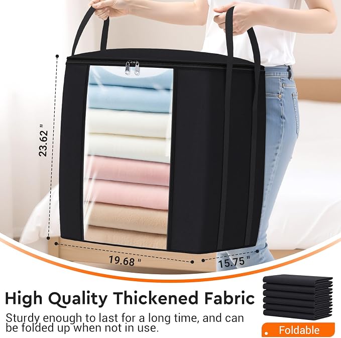 TasticTotes 120L Extra Large Blanket Clothes Storage Bags, Gray, 4 Pack