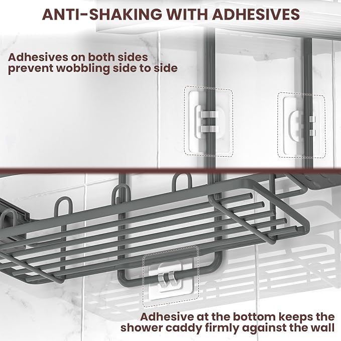 Rustproof Shower Caddy Hanging with Soap Holders for Bathroom, Grey
