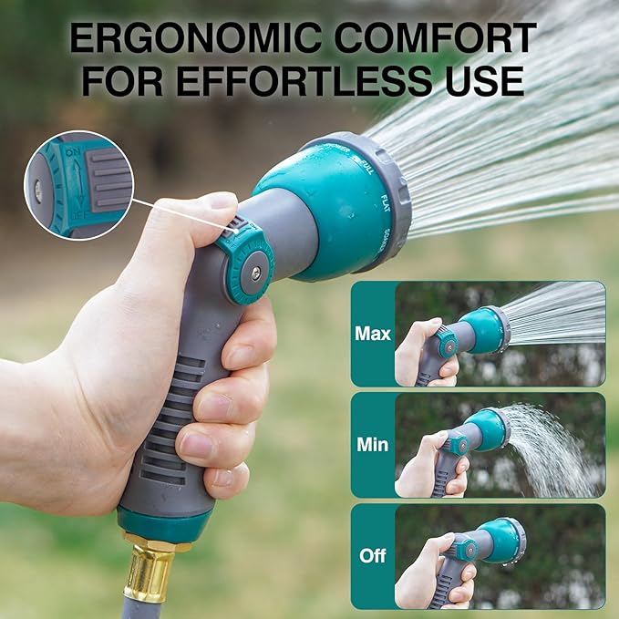 Hose Nozzle, Thumb Control Garden Hose Nozzle, 10 Adjustable Pattern Water Hose Sprayer Nozzle, Ergonomic Spray Nozzle for Gardening, Garden Tool for Watering, Ground Cleaning, Car Washing