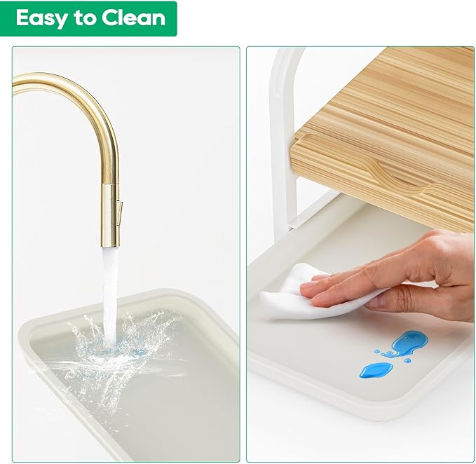 Laundry Detergent Holder Liquid Laundry Detergent Riser and Stand with Drip Tray for Laundry Room Organization (Tilted-White)