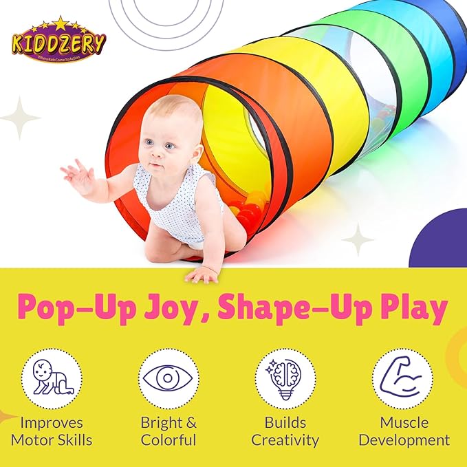 Kids Play Tunnel Set for Toddlers Double Tunnels for Indoor and Outdoor Fun | Pop-Up Crawl Tunnels for Babies, Toddlers, and Pets | Easy to Set Up, Store, and Transport | Durable and Breathable