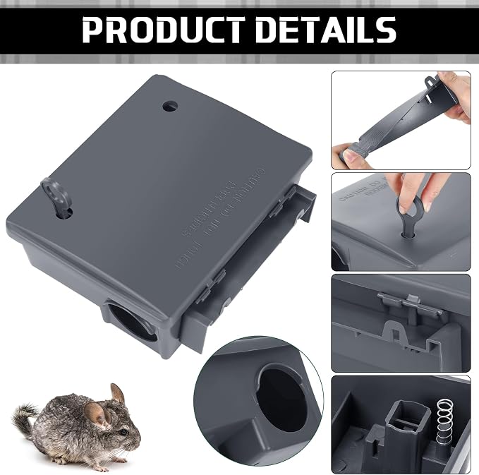 Qualirey 12 Packs Rat Bait Stations Rat Bait Box with Keys Outdoor Mouse Rodent Trap Mice Baits Stations Bulk for Outdoor Indoor Use Keeps Pets and Children Safe (Grey)