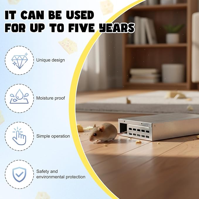 2 Packs Multi Catch Mouse Trap Invisible Mice Trap Rodent Humanized Silver Rat Traps for Indoor Outdoor Rat Control Pet and Security