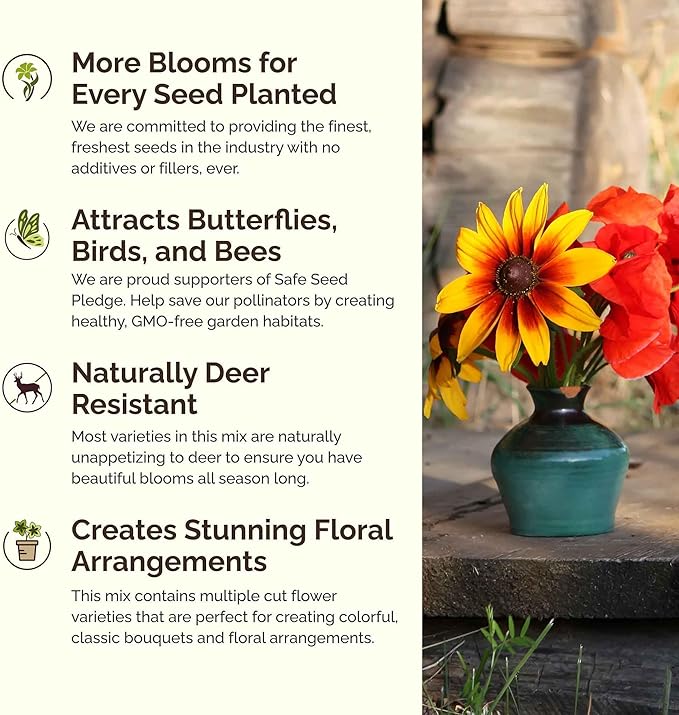 Eden Brothers South Dakota Wildflower Mixed Seeds for Planting, 1/4 lb, 120,000+ Seeds with Sweet Alyssum, Toadflax | Attracts Pollinators, Plant in Spring or Fall, Zones