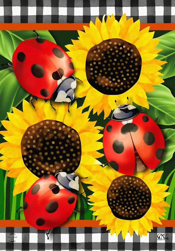 Ladybugs And Sunflowers Summer Garden Flag Floral Everyday 12.5" x 18" Briarwood Lane