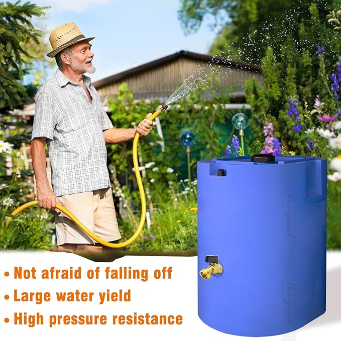 garden hose bibb, npt 1/2 thread inlet 1 inch O.D. thread outlet outdoor spigot, brass shut off valve for water pipe draining rain barrel bucket ibc tank. (2 pcs)