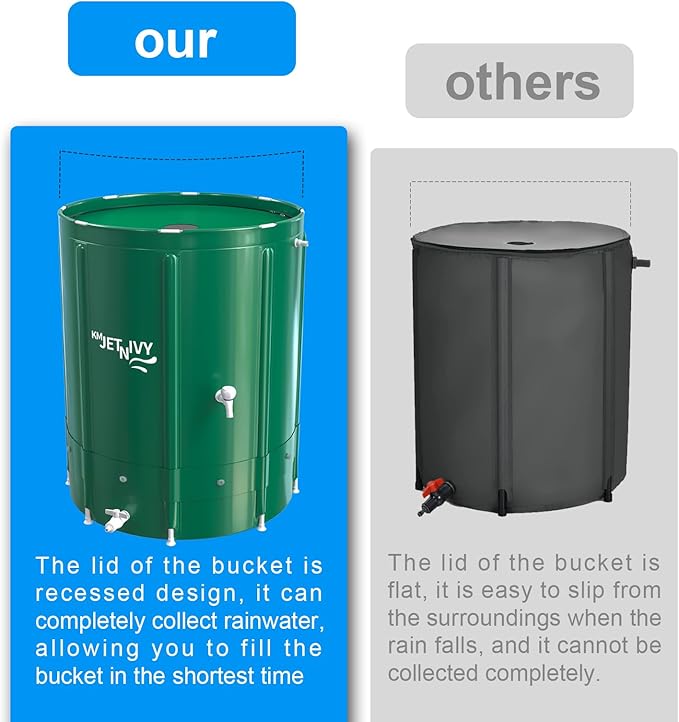 Rain Barrel Anti-Collapse Collapsible Rainwater Collection System,Portable Water Storage Tank,Garden Water Catcher(265G)