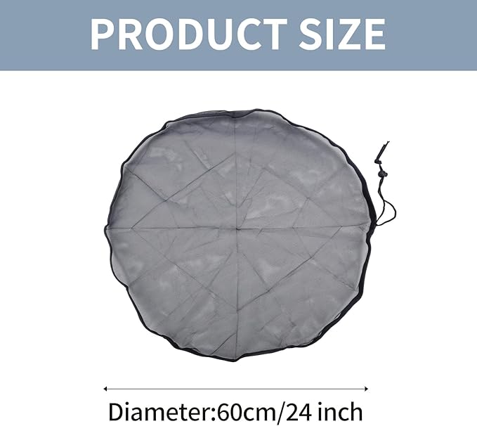 2pcs Rain Barrel Covers, 24" Fine Mesh Water Collection Bucket Filter Covers with Drawstring Rain Barrel Screen Net for Outdoor Garden Use, Prevents Leaves & Debris