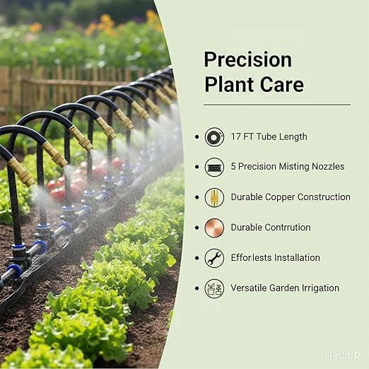 360° Adjustable Drip Irrigation System - 100FT Garden Watering System with 15 Nozzles, Garden Irrigation System, Greenhouse Accessories, Atomizing System for Yard, Lawn, Plants, 5/16 inch Hose