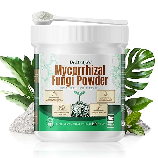 Dr. Raifya's Mycorrhizal Fungi Inoculant, 10X Concentrated, Up to 150 Plants–Organic Root Stimulator to Strengthen Roots, Enhance Growth & Increase Yield, Safe for Vegetables, Flowers & Fruits, 8oz