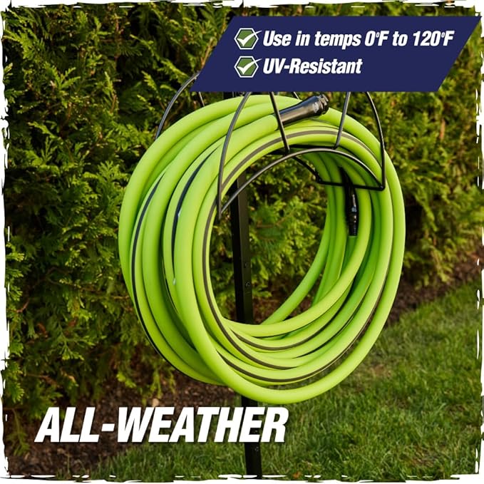 RUGGED RHINO Heavy Duty Garden Hose 100ft x 5/8in, Anti-Kink and Leakproof, Durable 4-Layer Construction, 500 PSI Burst, All Weather Outdoor Watering for Lawn, Garden, Flowers, Green and Black
