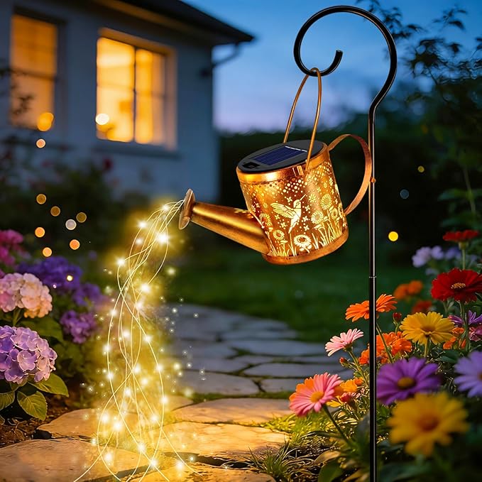 ZNYCYE Solar Watering Can Lights, Hummingbird Decorative Hanging Lantern Solar Lights Outdoor Waterproof, Gifts for Mom Women Grandma Mother's Day, Retro Metal Garden Decor for Outside Yard Patio Lawn