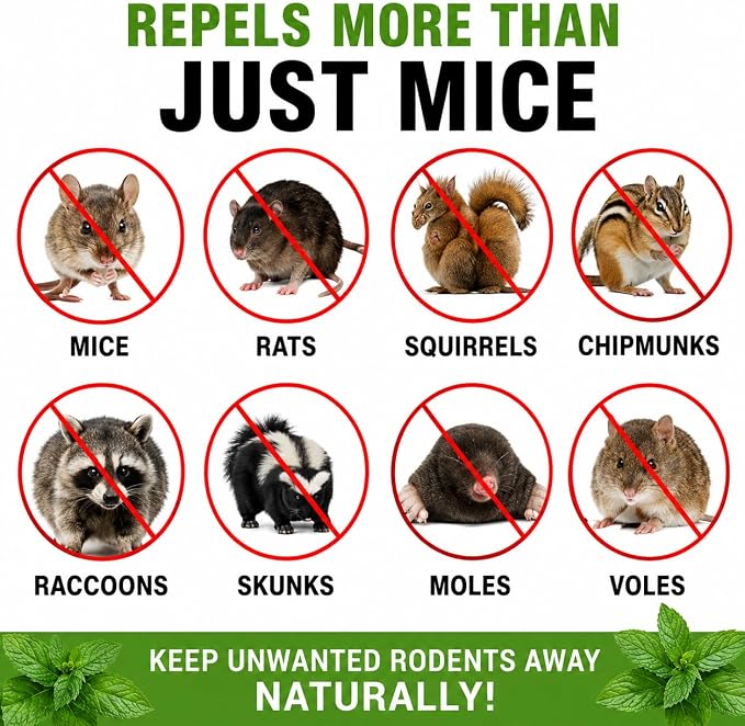 Peppermint Repellent for Mice/Mouse, Rats & Rodents. Natural Spray for Indoor & Outdoor Use. Natural Armor Rodent Shield. 320 Fl Oz (2.5 Gallons)