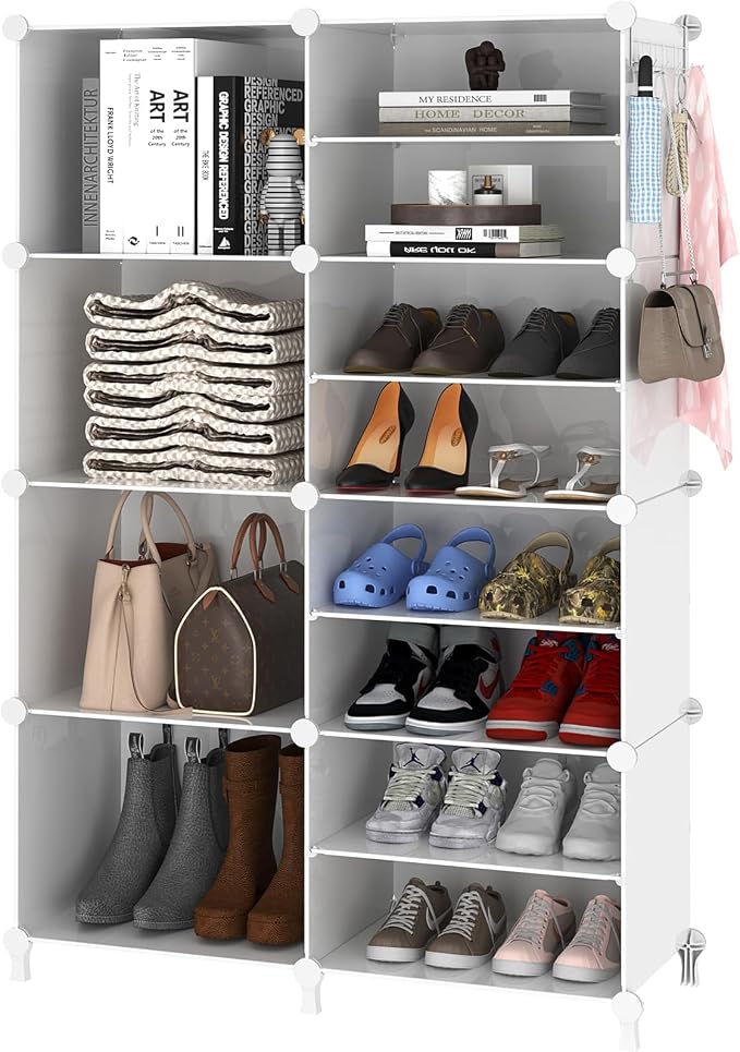 AWTATOS Closet Organizer 8 Cube Storage Shelves, White