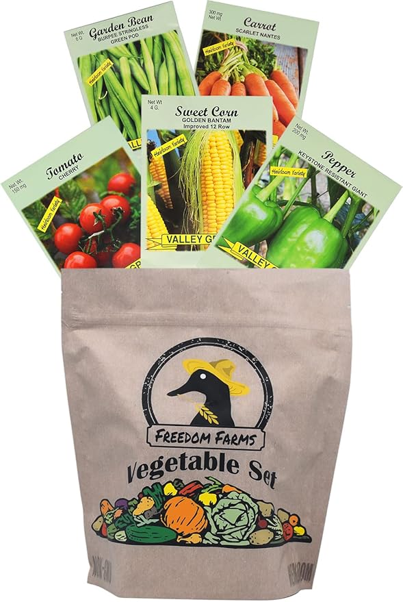 Set of 40 Packs of Assorted Heirloom Vegetable and Herb Seeds – Includes Freedom Farms Vegetable Set Mylar Bag for Optimal Seed Storage! - Non-GMO – Create a Diverse and Plentiful Garden! (40)