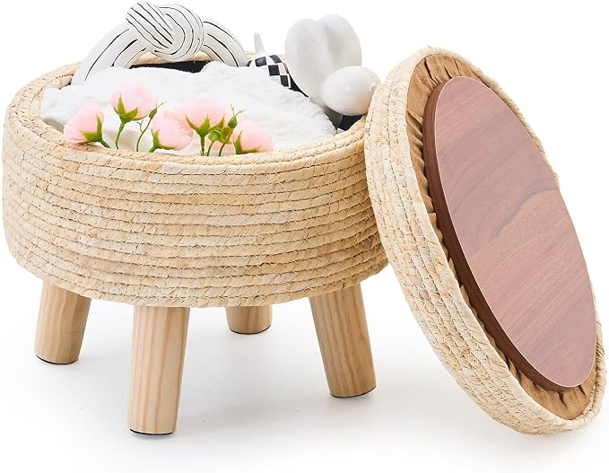 Cpintltr Storage Ottoman Poufs Handwoven Foot Stool