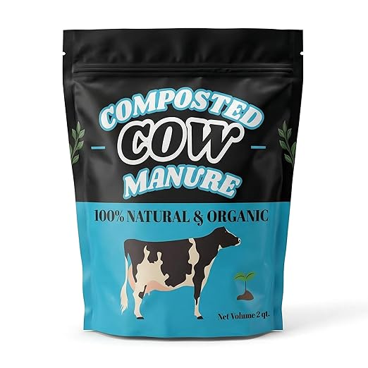 Cow Manure Compost 2 Quart, Organic Natural Fertilizer for Garden Beds, Raised Planters, Potted Plants, Lawn Care, Vegetable Gardens, Herbs, Flowers and Seedlings