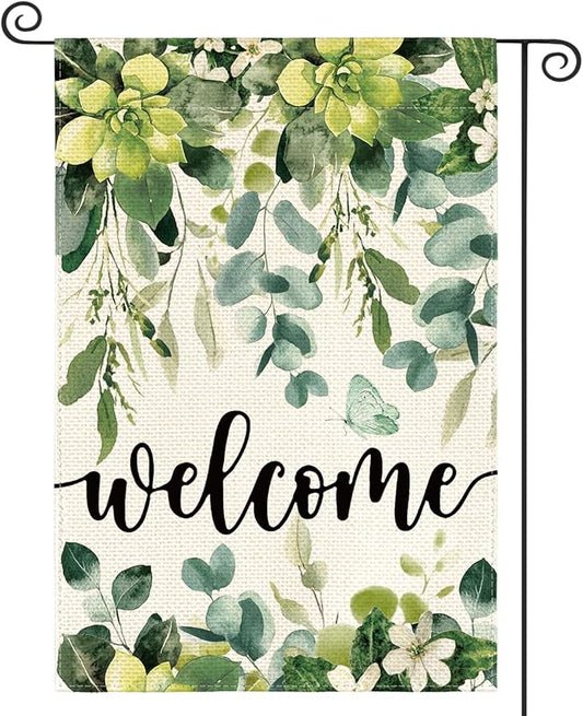 AVOIN colorlife Spring Eucalyptus Flowers Garden Flag 12 x 18 Inch Double Sided, Seasonal Welcome Yard Outdoor Flag