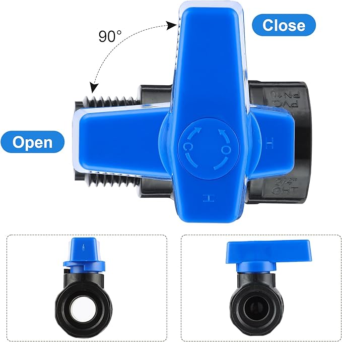 PVC Rain Barrel Spigot Kit 3/4" GHT Garden Diverter Kit With Bulkhead Fitting Garden Hose Faucet Thread Ball Valve for Water Adapter Tanks, Aquariums Rain Barrel Diverter Kit （2 Pack）