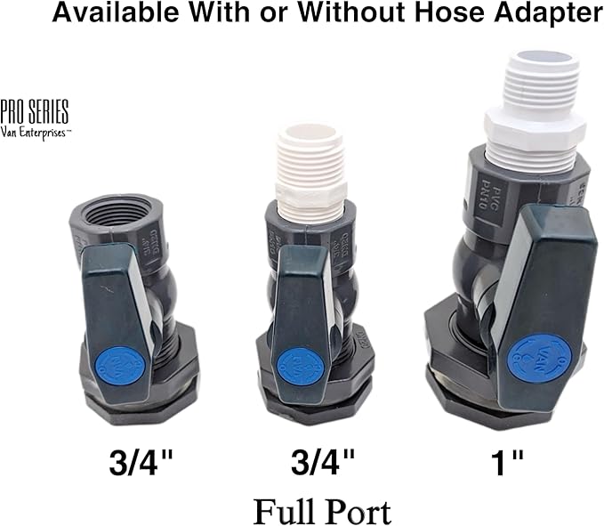 1" Full Port PVC Ball Valve Spigott Kit with Bulkhead Fitting + Hose Adapter …