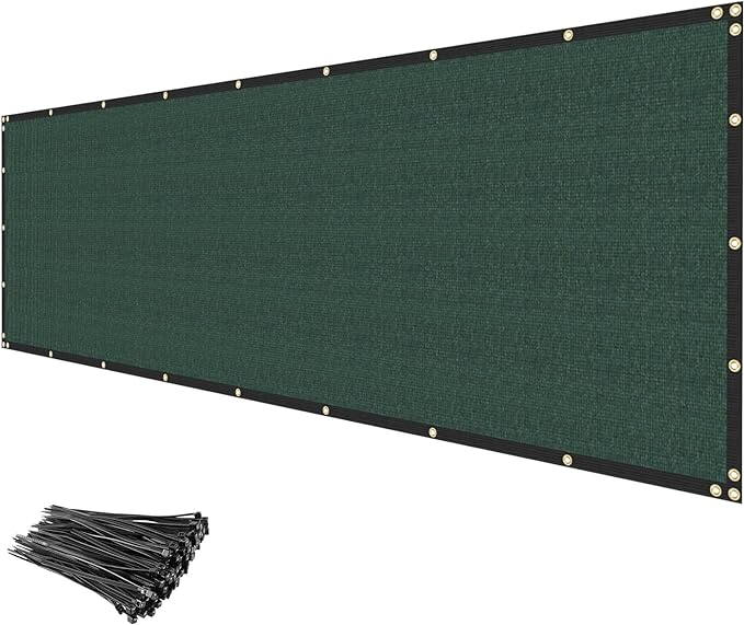 Privacy Fence Screen 5' x 12' Fencing Cover Heavy Duty Mesh Windscreen Cloth for Outdoor Garden Patio Backyard Chain Link Fence Green