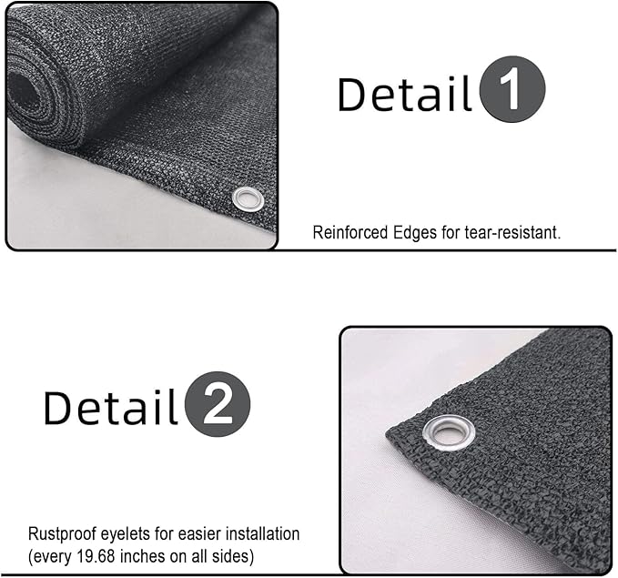 SUNLAX Custom Size 3.3'x18' Dark Grey Fence Covering Privacy Screen Windscreen with Bindings & Grommets,Heavy Duty for Commercial and Residential, 90% Blockage, Cable Zip Ties Included