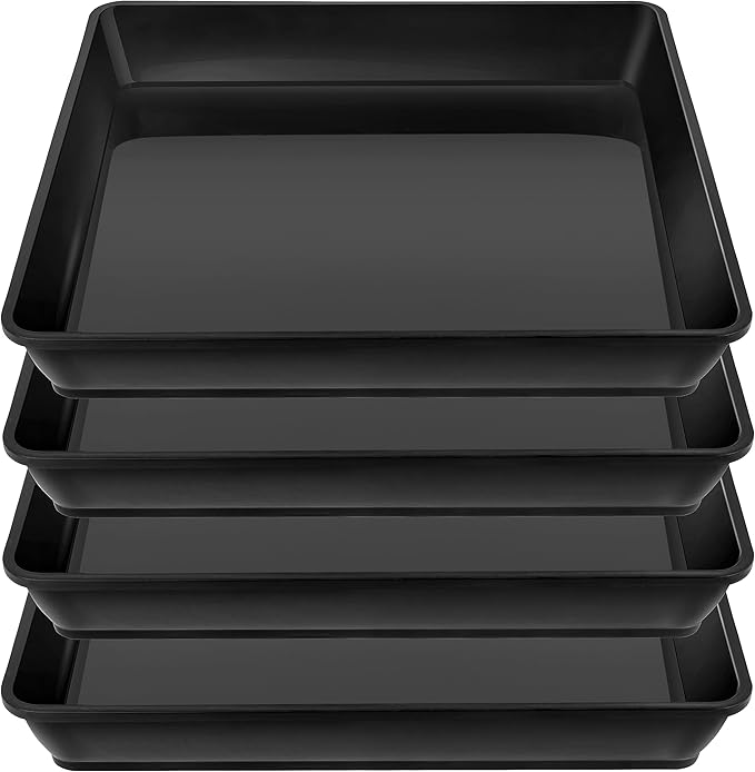LWALRS Square Plant Saucer 18 Inch 4 Pack, Durable Plastic Plant Saucer, Garden Large Deep Plant Trays for Pots, Heavy Duty Plant Pot Saucers, Planters for Indoors and Outdoors Plants.