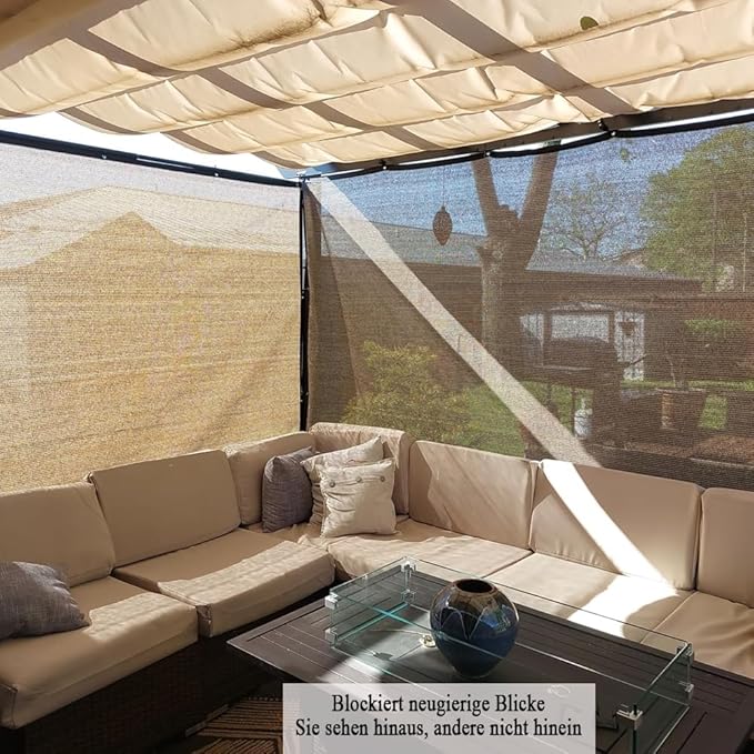 90% Sun Shade Cloth for Patio, 10x15 Ft Breathable Sunshade Fabric for Garden, UV Resisant & Privacy Protection Shade Screen for Pergola, Backyard, Deck, Balcony, Mocha