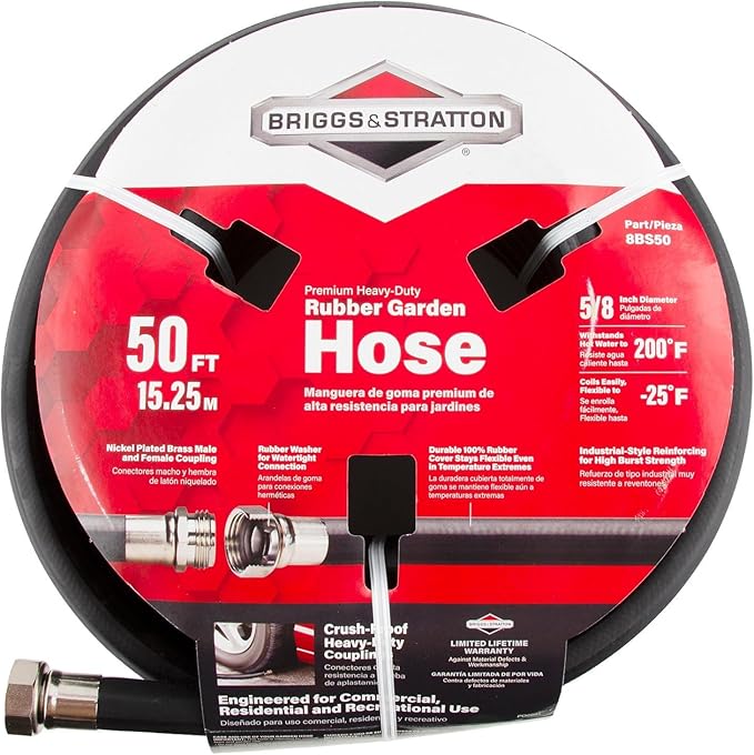 Briggs and Stratton 8BS50 50-Foot Premium Heavy-Duty Rubber Garden Hose