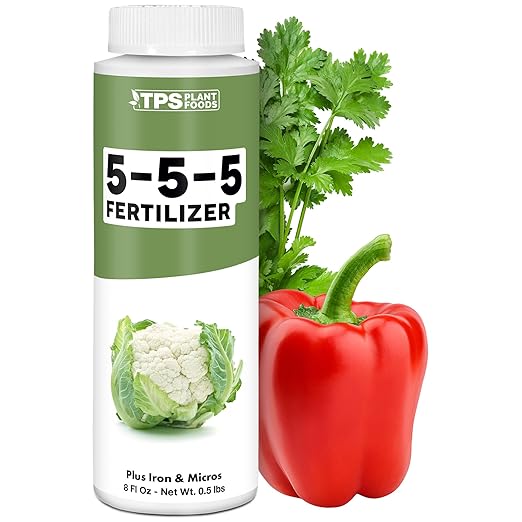 5-5-5 Fertilizer for Plants, Great for Vegetables, Flowers, and Shrubs, Liquid Plant Fertilizer by TPS Plant Foods, 8oz (250ml)