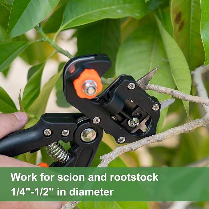 Garden Grafting Tool Pruner Kits, 2 in 1 Pruning Tools Including Grafting Knife Replacement Blades Grafting Tapes for Plant Branch Twig Vine Fruit Tree Cutting Pruner Tool Kits