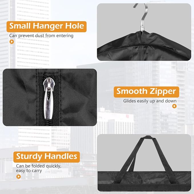 MISSLO 65" Long Garment Bags for Travel Dress Bags for Hanging Clothes Waterproof Wedding Dress Cover Traveling Clothing Protectors for Closet Storage 3-Pack for Gowns, Tuxedos, Coats, Black