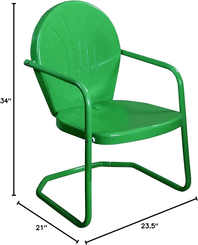 Northlight 34-Inch Outdoor Retro Tulip Steel Armchair, Green