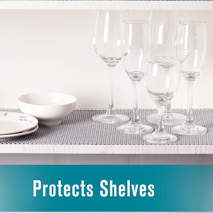 Shelf Liner, Non-Adhesive Roll Drawer Liners 12 Inches x 20 Feet, Non Slip Grip Durable Strong Clean, Shelving Liner for Kitchen cabinets,Storage, Desks, Kitchenware, Tableware, Light Gray