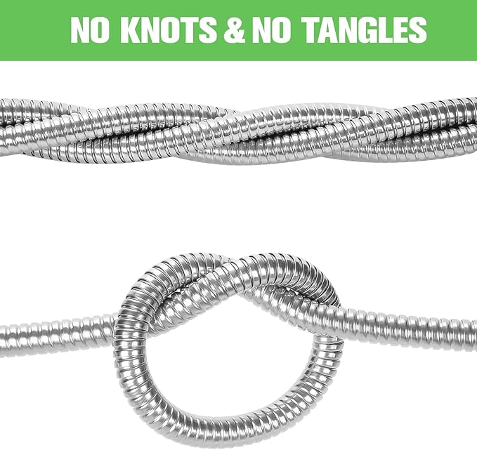 TVKB Metal Garden Hose 25ft Stainless Steel Metal water Hose Super Tough & Flexible Water pipe Lightweight, Crush Resistant Aluminum Fittings, Kink & Tangle Free, Rust Proof