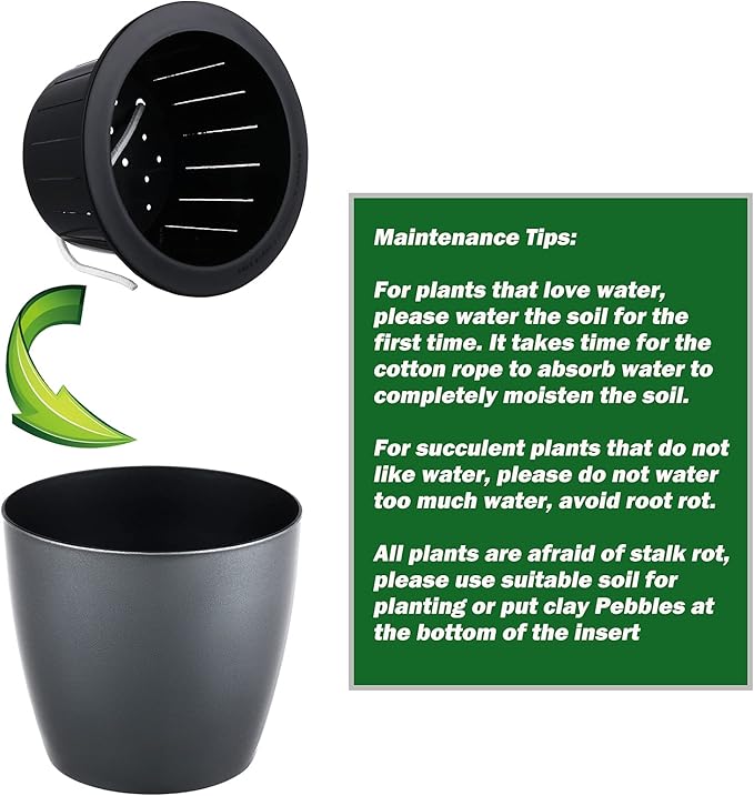 Planterhoma Premium 5 Pack Self Watering Pots for Indoor Plants, Rose Gold, 6.7 inch