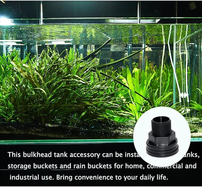 PVC Bulkhead Fitting Double Threaded Bulkhead Water Tank Connector for Rain Barrels, Aquariums, Water Tanks, Tubs, Pools, Spigot, Black, 3/4 Inch Male 1/2 Inch Female (4 Pieces)