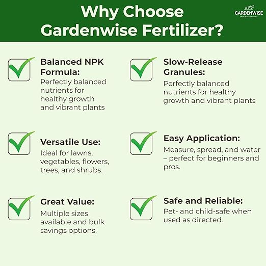 Gardenwise 13-13-13 Slow Release Granular Fertilizer – All Purpose Plant Food 13 13 13 for Outdoor Grass, Vegetables, Roses, Flowers, Shrubs, Trees. Lawns, Gardens, Potted Plants (2 quarts)