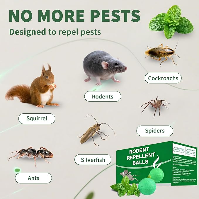 Mouse Rodent Repellent, 32 Pack Natural Mouse Repellent Peppermint Oil for Mice, Rats, Squirrels and Pests, Keeps Pests Away Effectively from Garden & Home,Camper, Warehouse,Indoor & Outdoor Use