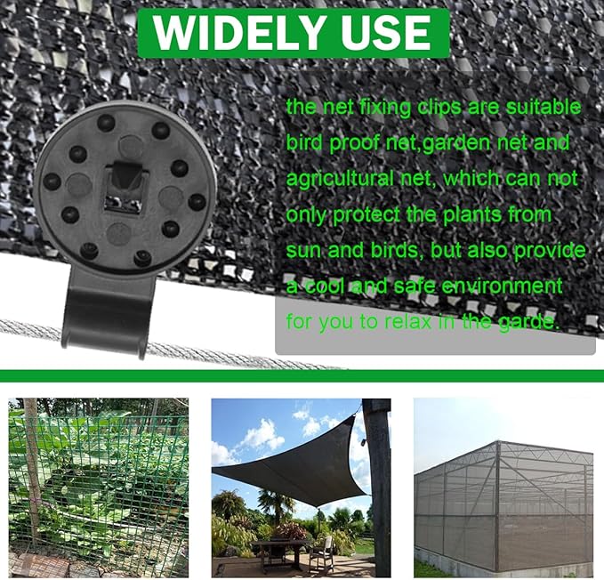 100Pcs Shade Cloth Clips - Black Round Plastic Sun Shade Clip,Shade Cloth Heavy Duty Lock Grip for Sun Shade Net,Gardening Shade Cloth,Anti Bird Netting Windproof Awning Clamp