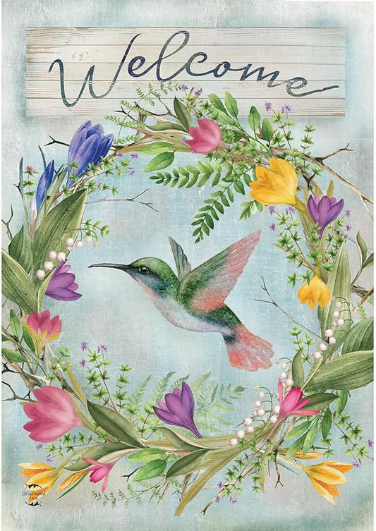 Briarwood Lane Hummingbird Wreath Garden Flag