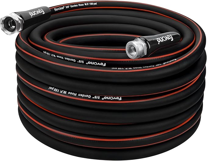 Garden Hose 100ft x 5/8", Lightweight Water Hose, All-Weather Flexibility, Male to Female 3/4" GHT Fittings(Black)