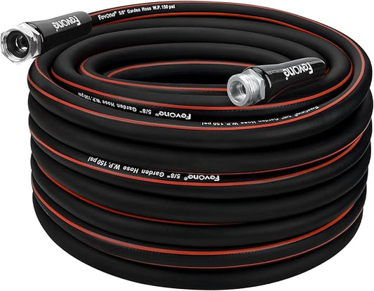 Garden Hose 100ft x 5/8", Lightweight Water Hose, All-Weather Flexibility, Male to Female 3/4" GHT Fittings(Black)