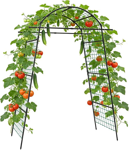 DOEWORKS 86 Inch Tall Garden Arch Trellis for Climbing Plants Outdoor,Tall Metal Garden Tunnel Trellises Archway for Climbing Vine、Vegetable、Fruit、Flower、Squash Arbors，Garden Arches Support Structure