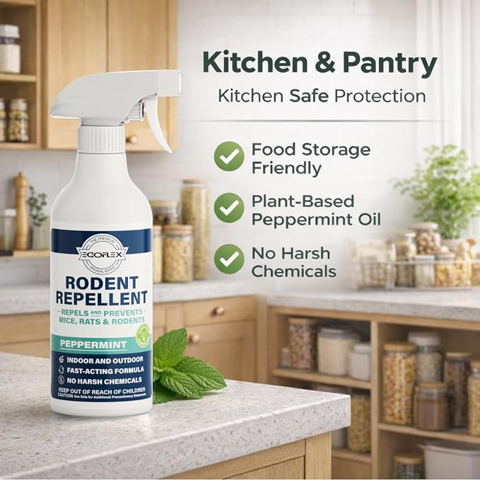 Peppermint Oil Spray for Rodents - Mice, Rat, Squirrel & Mouse Repellent - Natural Peppermint Essential Oil Indoor & Outdoor Deterrent Control for Home, Garage, Attic, RV & Car Engines - 16 Fl Oz